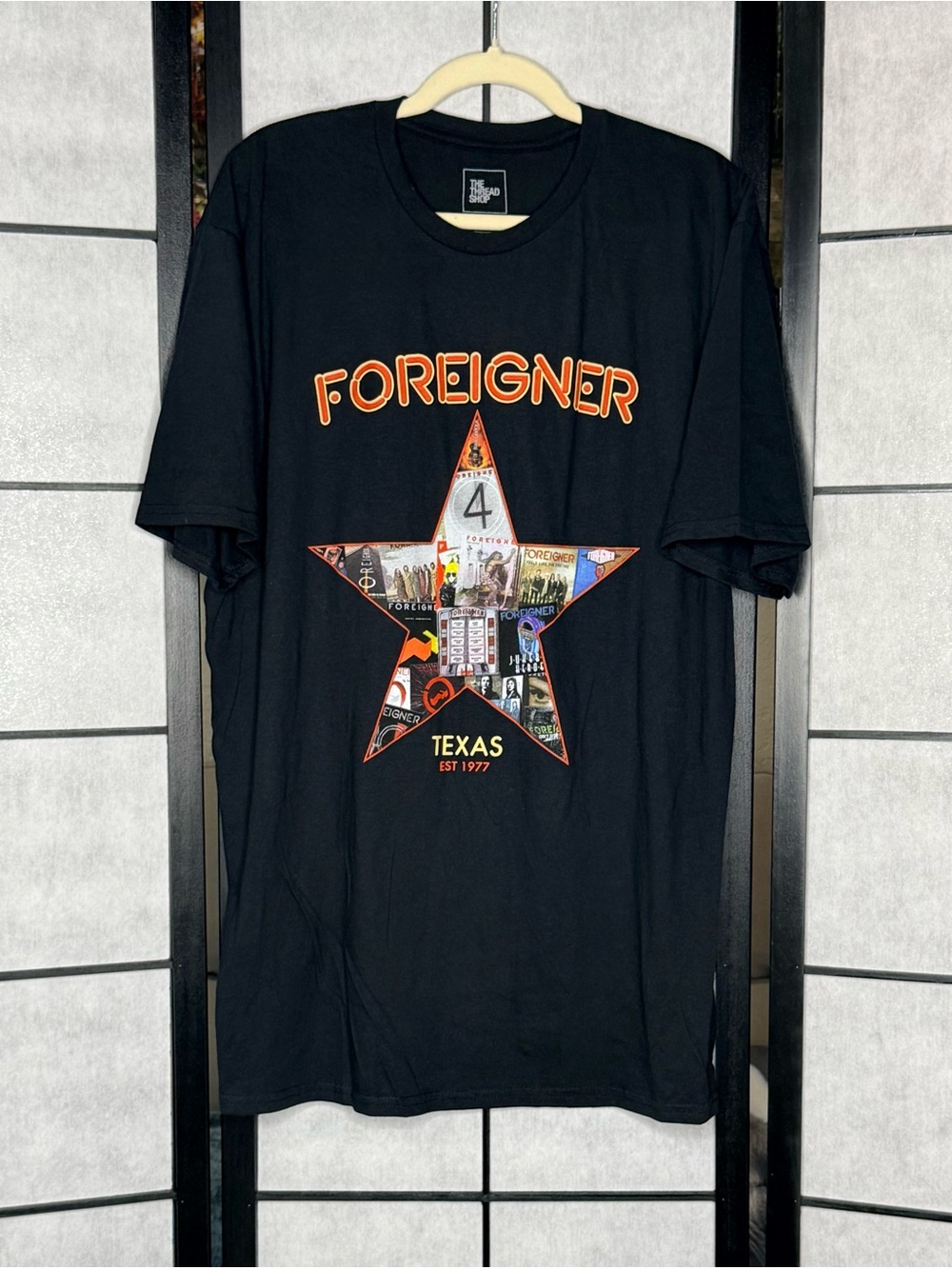 Foreigner Texas Tour 2022 The Thread Shop Black Concert Band Tee Men’s XL